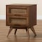 Baxton Studio Barrett Mid-Century Walnut Brown Finished Wood and Synthetic Rattan 2-Drawer Nightstand 192-11298-ZORO - alternate 4